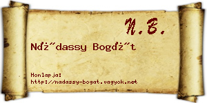 Nádassy Bogát névjegykártya